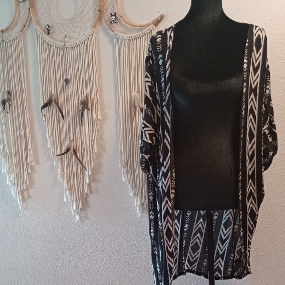 Eye Candy Monochrome Geometric Kimono